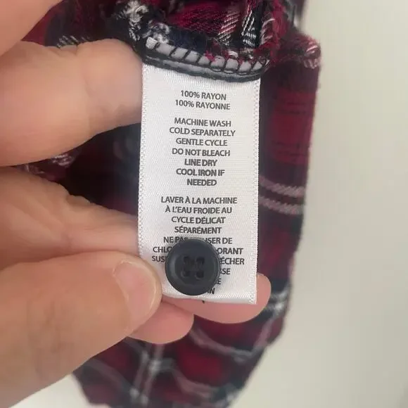 beachlunchlounge Shirt, Women's Size L, Red White Black, Plaid, Button Up - Picture 7 of 14